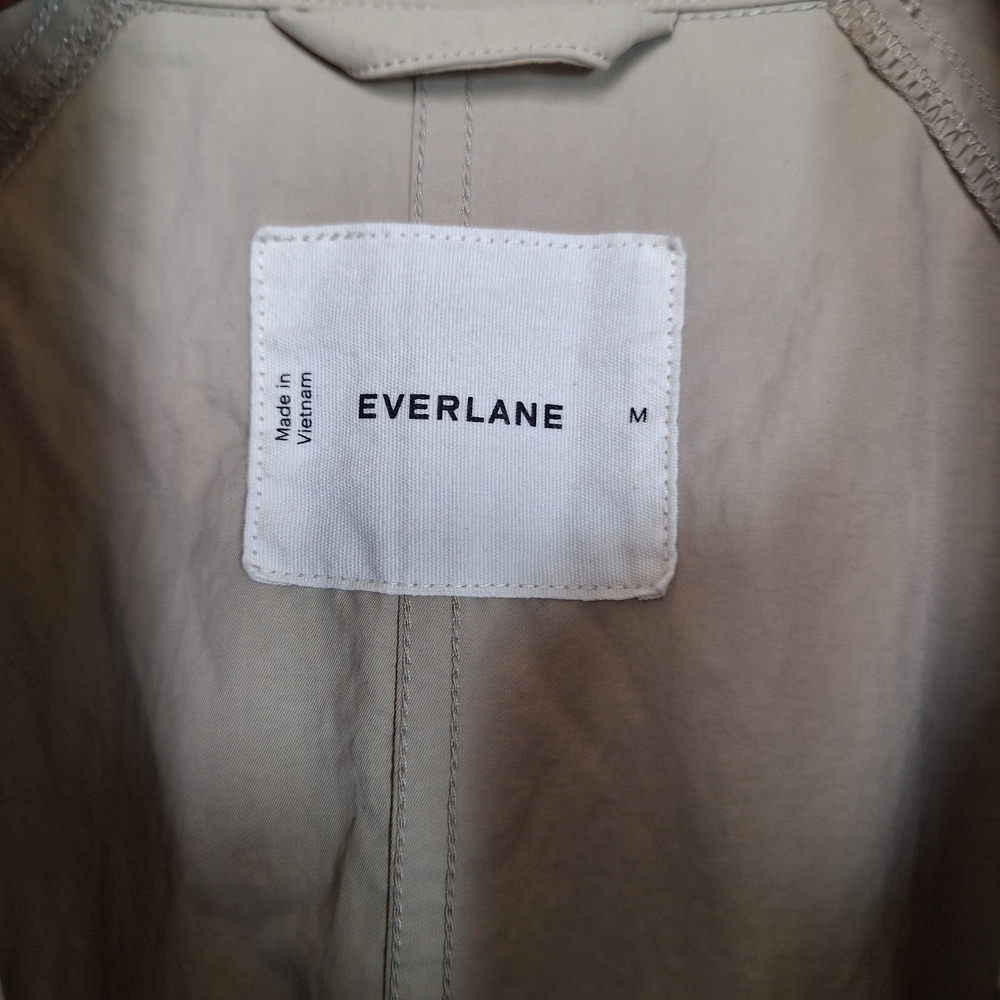 Everlane The Mac Coat Women Tan Khaki Snap Front Trench Long Jacket Size Medium - Picture 4 of 9